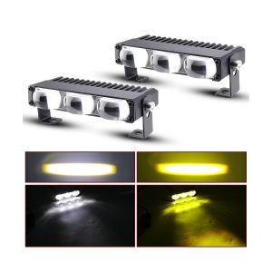 Triple-lens LED grille fog light bar white and yellow lighting effect