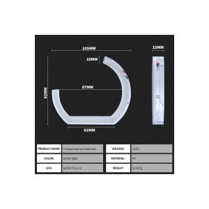 U Shaped Crystal Angel Eyes White 105 128Mm Kit 05 U Crystal White Dimension Dimension reference for U-shaped crystal angel eyes white kit