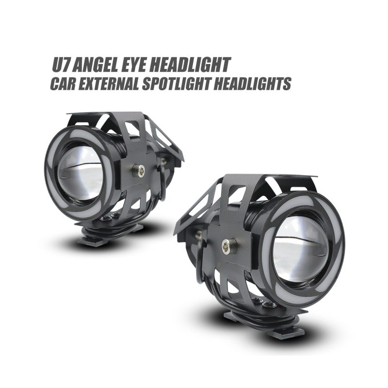 U7 external angel eye motorcycle spotlight pair view