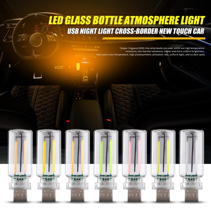 Usb Glass Bottle Car Ambient Light Color Overview Source image showing the glass bottle ambient light direction and multiple color references.