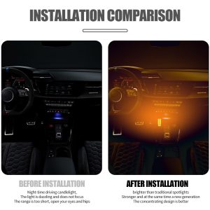 Usb Glass Bottle Car Ambient Light Installation Comparison Vehicle interior before/after installation comparison from the supplied source image.