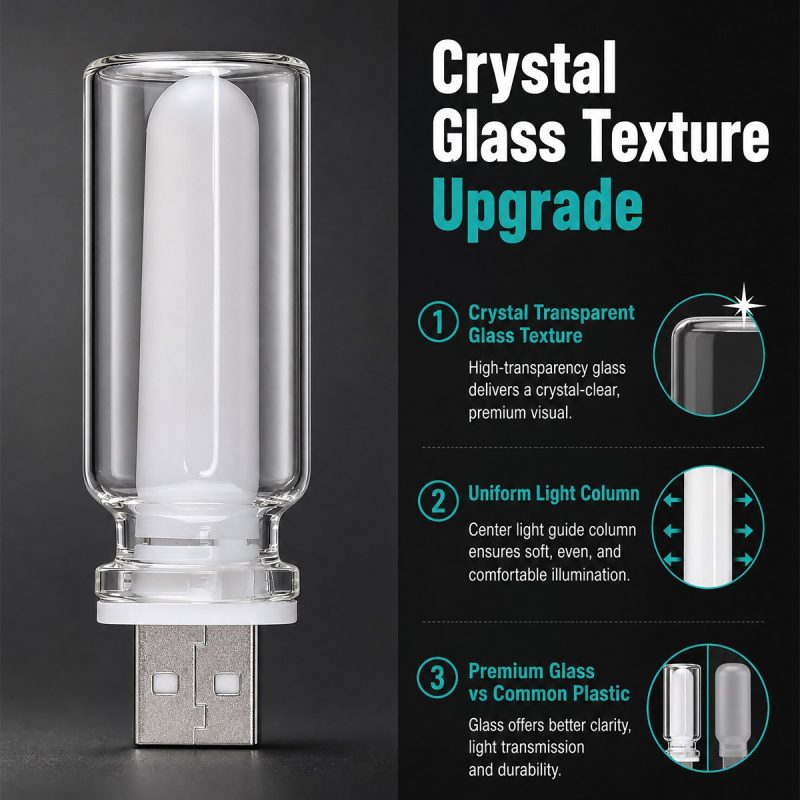 English source graphic showing crystal glass texture and uniform light guide references.