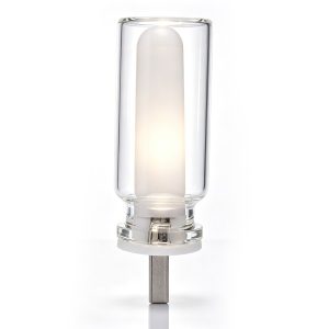 Plain product view showing the glass cover, diffuser, and USB-A plug.