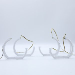 Wh 2869 Half U White Amber Halo Top Product View White-background product set view showing four half U halo pieces before installation.