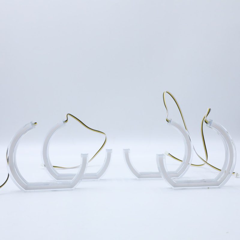 Wh 2869 Half U White Amber Halo Top Product View White-background product set view showing four half U halo pieces before installation.