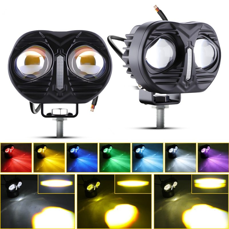 Wh V106 Dual Lamp Motorcycle Led Spotlight Output Output color reference from the supplied product graphics.