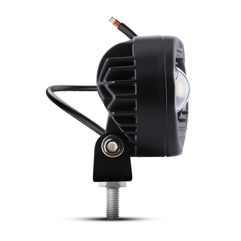 Wh V106 Dual Lamp Motorcycle Led Spotlight Side Side view for bracket and housing depth reference.