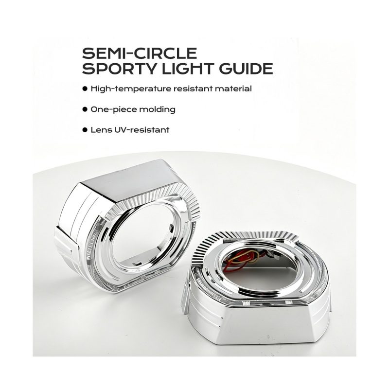 Wh2906 Silver Sport Light Guide Shroud Feature Overview Silver shell feature overview with high-temperature material, one-piece molding, and UV-resistant lens source wording.