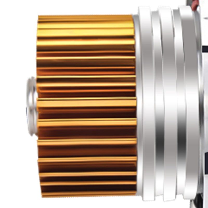 Whirlwind Double Angel Eye Headlight Lens Side Heat Sink Side view showing the rear heat-sink body and housing depth reference.
