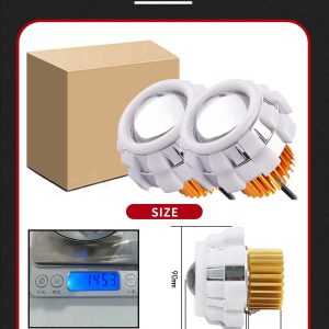 Whirlwind Double Angel Eye Headlight Lens Size Weight Reference Size and net-weight reference from the supplied detail image.