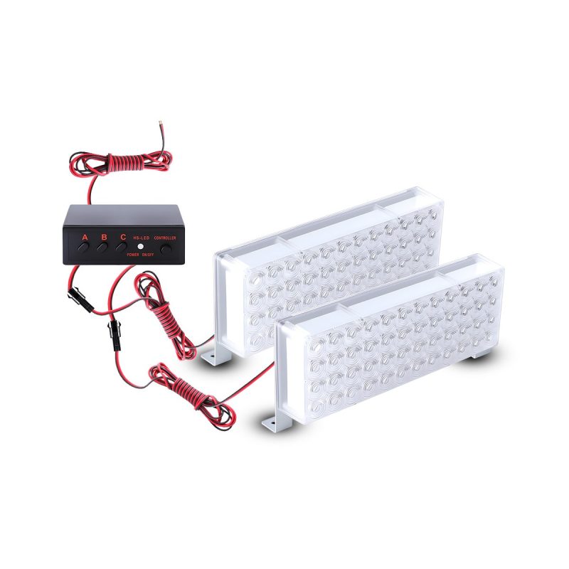 White Led Flash Warning Light 1 To 2 Kit 04 White Flash Controller White LED flash warning light 1-to-2 kit with controller wiring