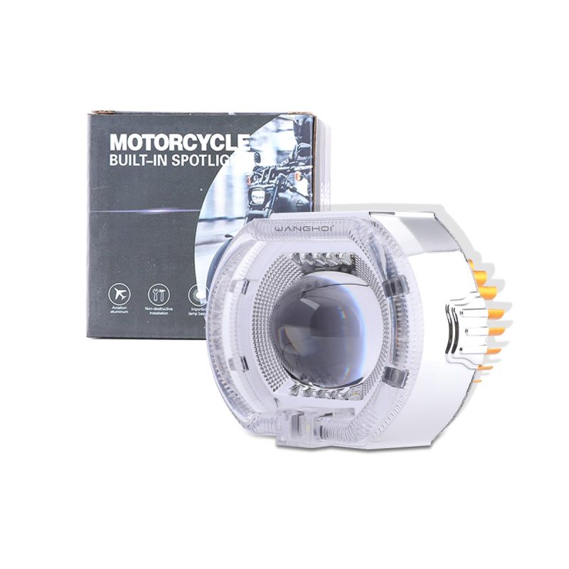 White Octagonal LED Motorcycle Projector Headlight package or kit reference