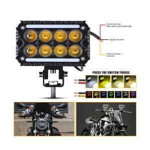 Whv103 Colorful Led Work Light Wiring Modes Source graphic showing red, black, and yellow wire references plus white, yellow, white-yellow, and colorful lighting mode examples.