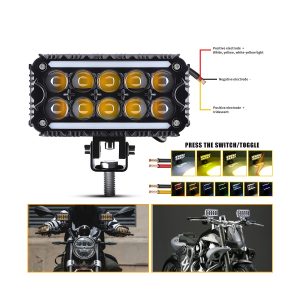Whv104 Colorful Led Work Light Wiring Modes Source graphic showing red, black, and yellow wire references plus white, yellow, white-yellow, and colorful lighting mode examples.