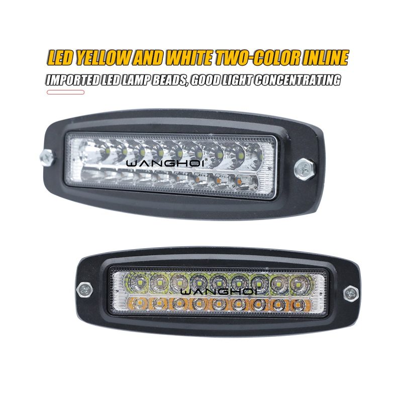 Yellow White Two Color Inline Led Work Light 03 Yellow White Inline Front Front view of yellow-white two-color in-line LED work light