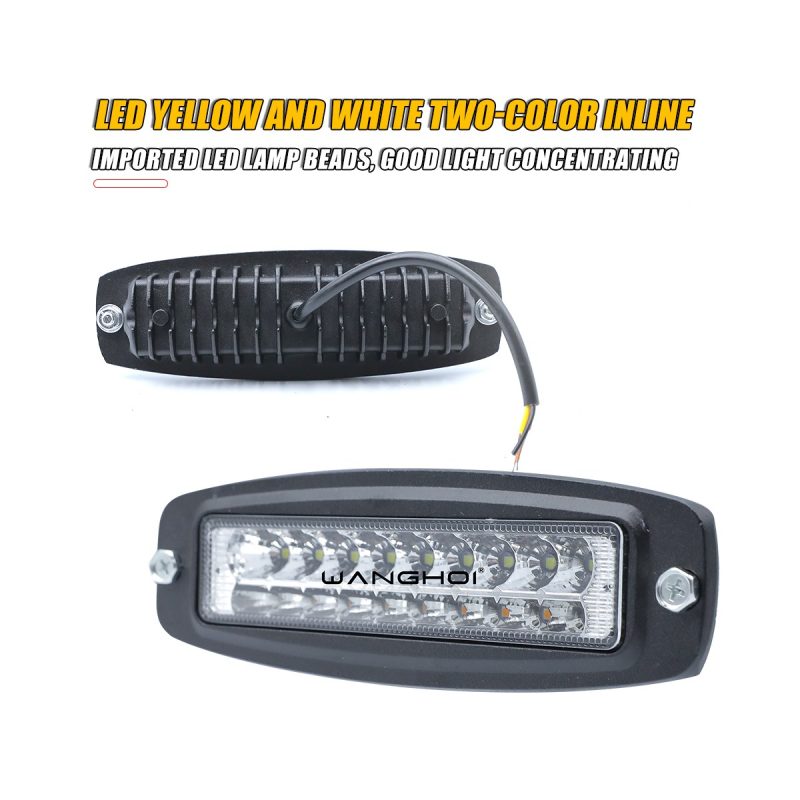 Yellow White Two Color Inline Led Work Light 06 Yellow White Inline Rear Rear and front reference for yellow-white two-color in-line LED work light